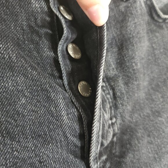 Aritzia Denim Forum Patti Mid Rise Straight Black Jeans Distressed Sz 26 - Picture 3 of 8